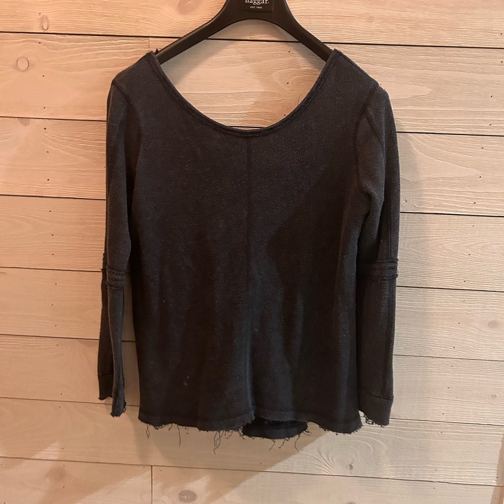Free People Dark Blue Long Sleeve Top